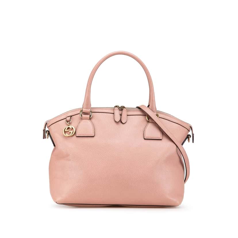 Gucci Medium Leather GG Charm Dome Satchel Pink Leather Good condition - Front View