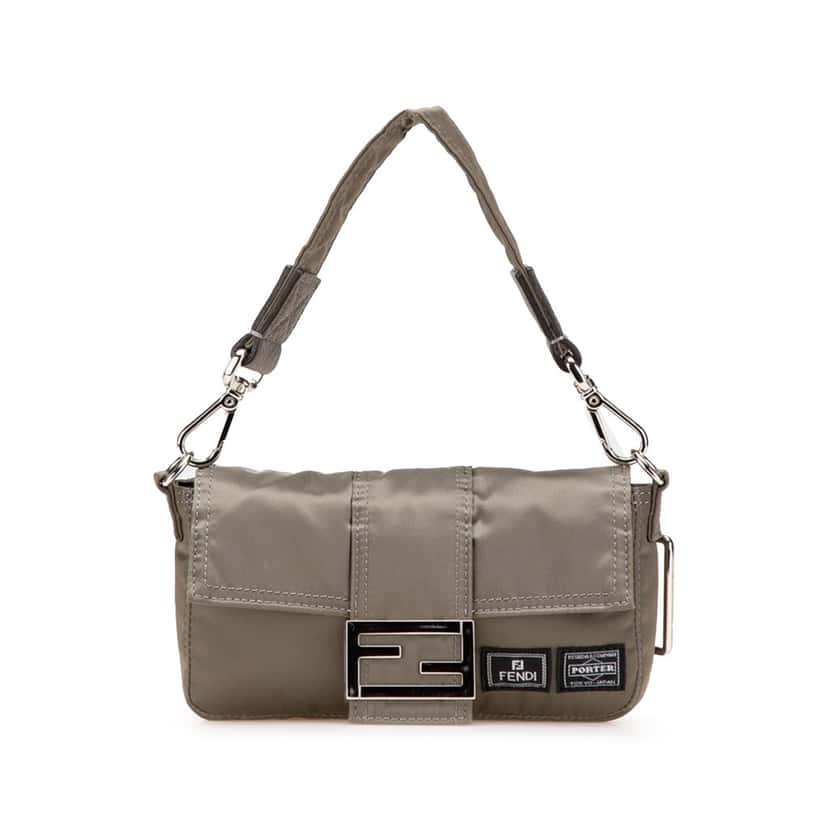 Fendi Porter Yoshida Nylon Baguette Satchel Brown Good condition - Front View