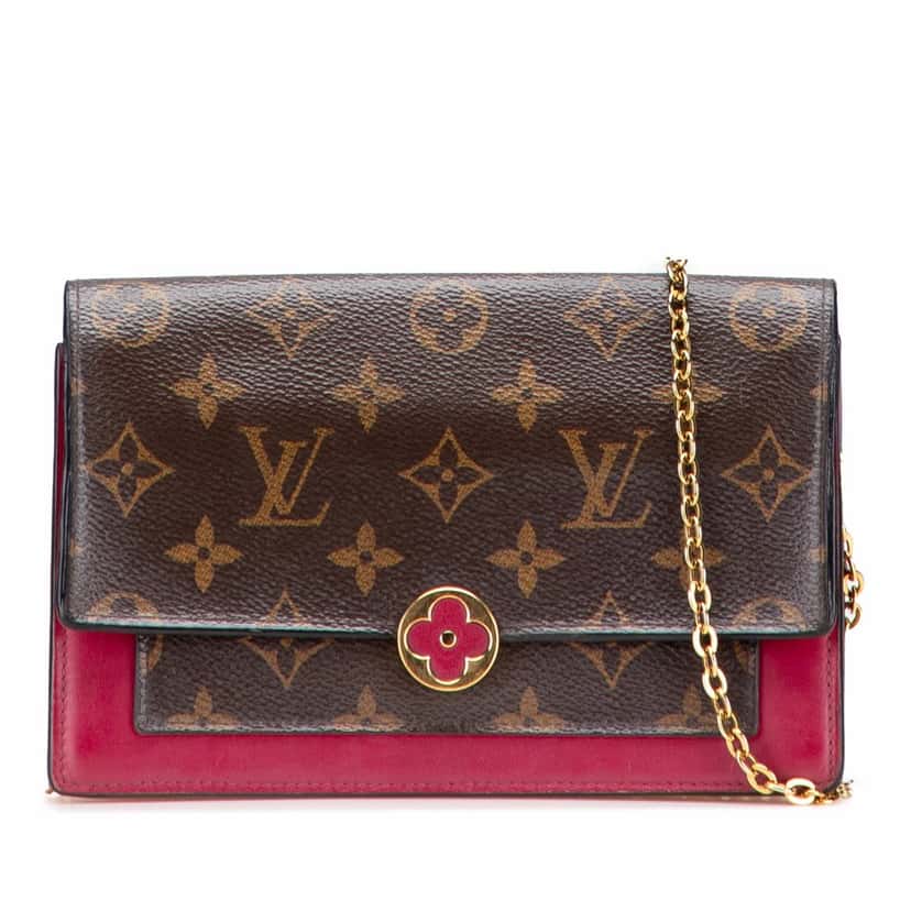 Louis Vuitton Monogram Flore Wallet On Chain Brown Canvas Fair condition - Front View