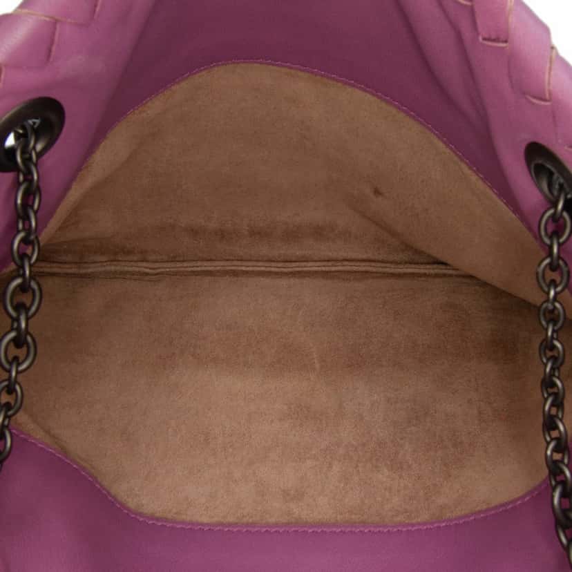 Bottega Veneta Nappa Intrecciato Duo Shoulder Bag Purple Leather Very good condition - Box View