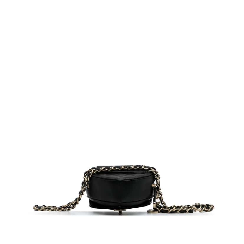 Chanel Mini Lambskin CC in Love Heart Belt Bag Black Leather Good condition - Inside View