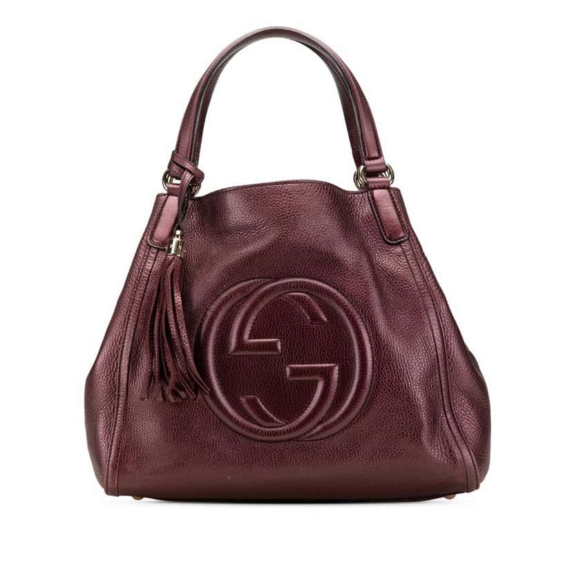 Gucci Medium Leather Soho Cellarius Tote Purple Leather Good condition - Front View