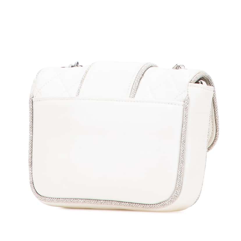 Chanel Mini Quilted Lambskin and Metallic Trim Elementary Chic Flap White Leather Good condition - Back View