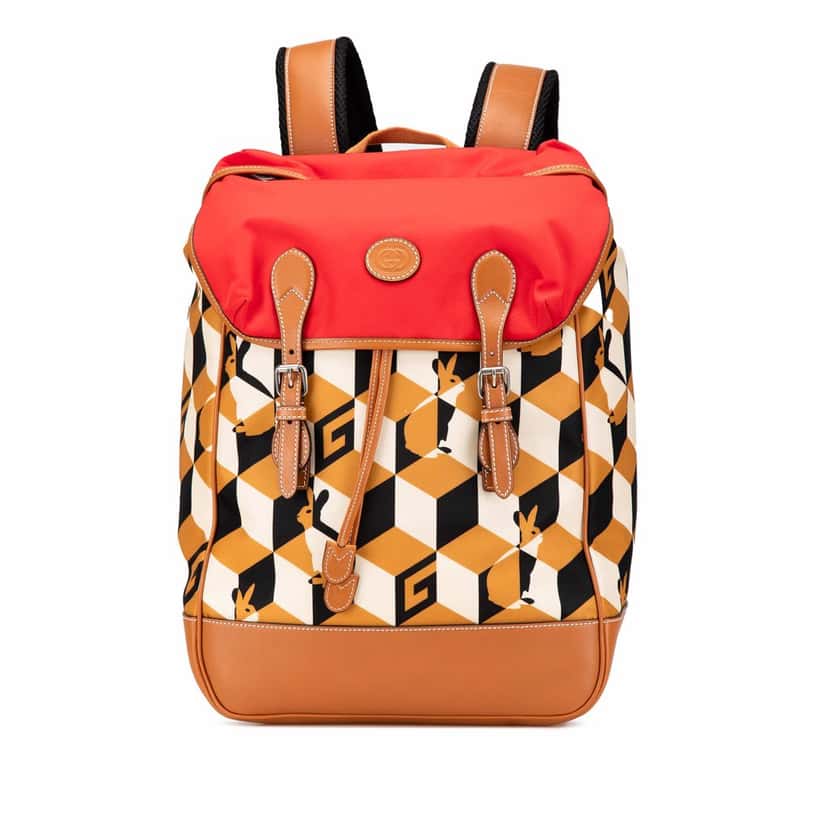 Gucci Dans LeVert GG Nylon Rabbit Backpack Brown Good condition - Front View