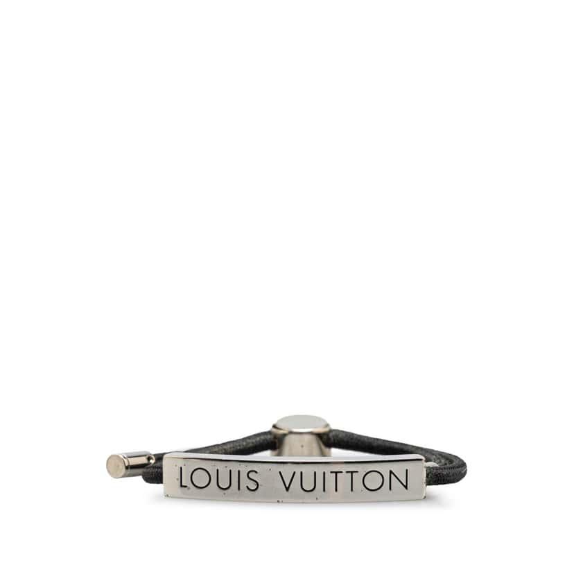 Louis Vuitton Stainless Steel and Nylon LV Space Bracelet Black Good condition - Front View