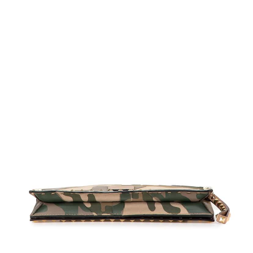 Valentino Canvas and Nappa Camouflage Rockstud Wristlet Clutch Brown Canvas Good condition - Inside View