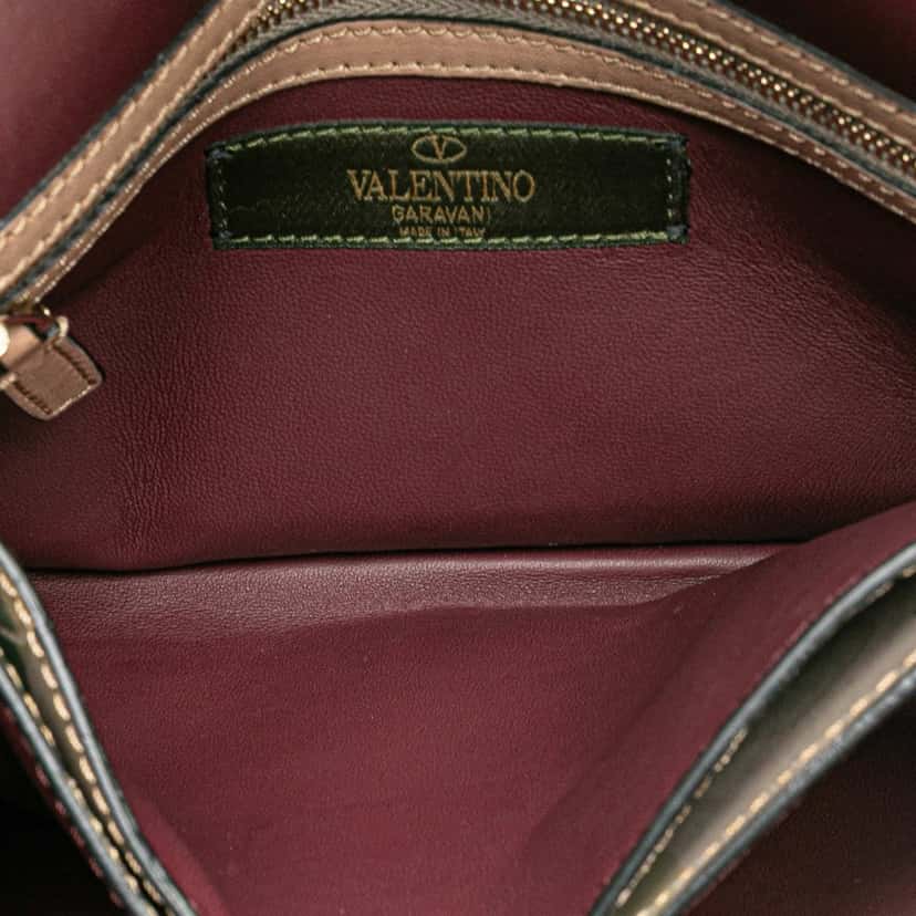 Valentino Canvas and Nappa Camouflage Rockstud Wristlet Clutch Brown Canvas Good condition - Model View