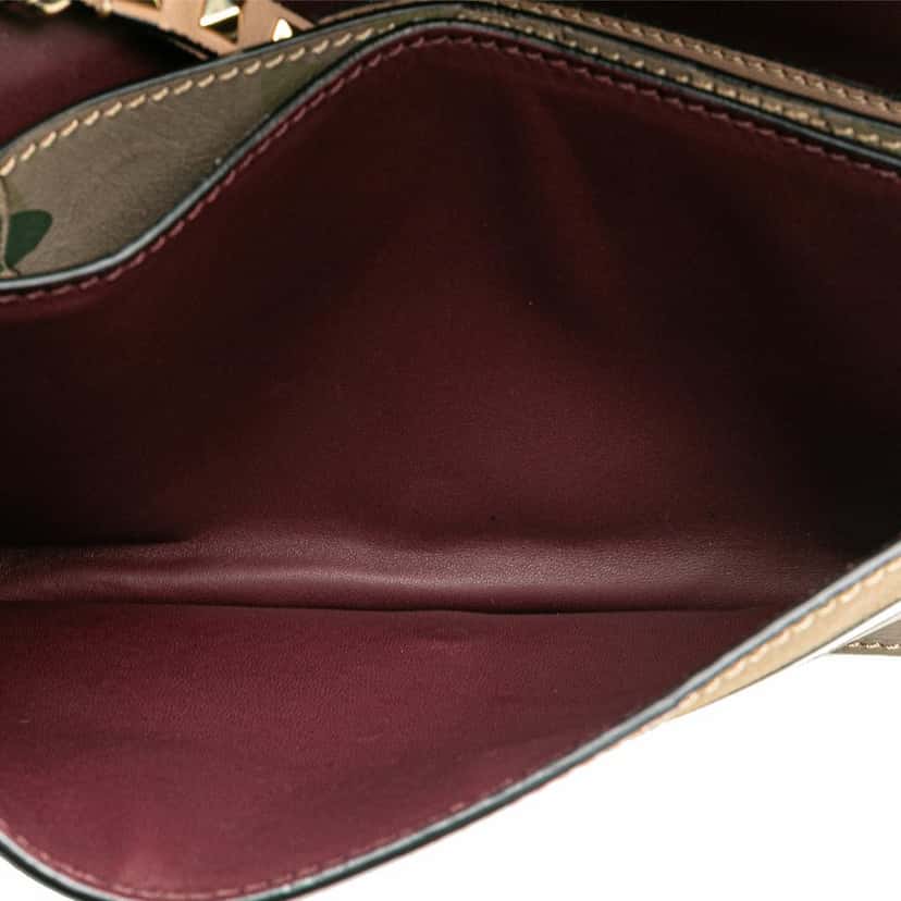 Valentino Canvas and Nappa Camouflage Rockstud Wristlet Clutch Brown Canvas Good condition - Box View