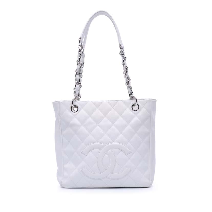 Chanel Caviar Petite Shopping Tote White Leather Good condition - Front View
