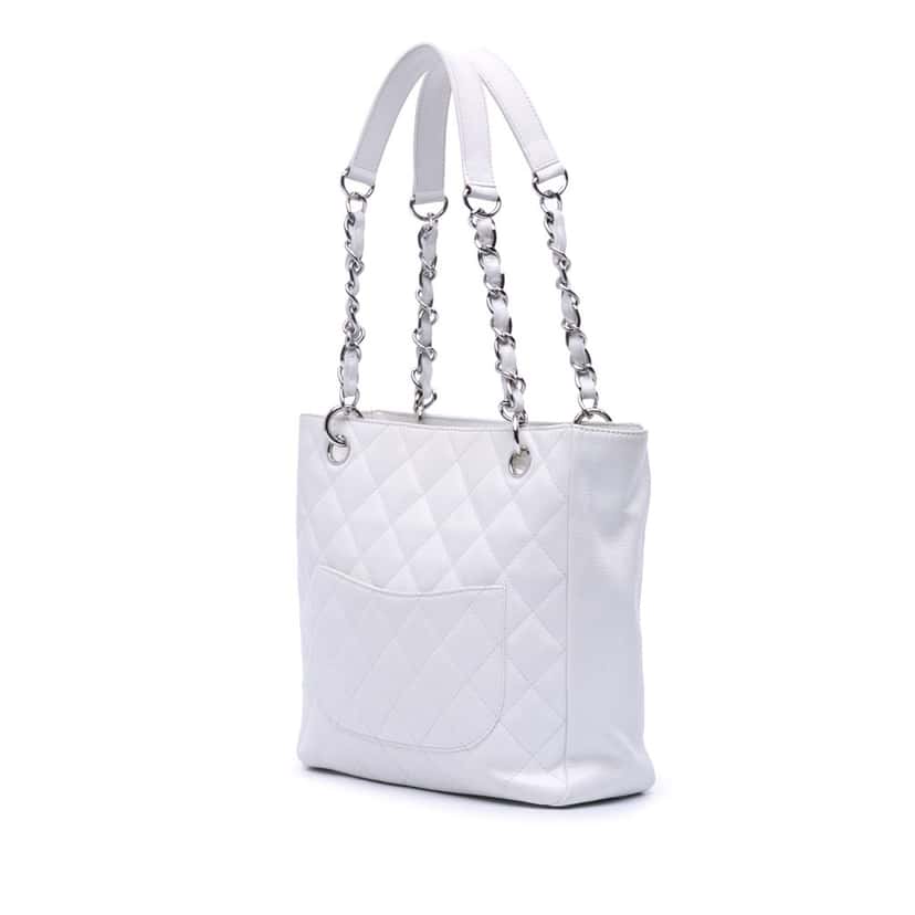 Chanel Caviar Petite Shopping Tote White Leather Good condition - Back View