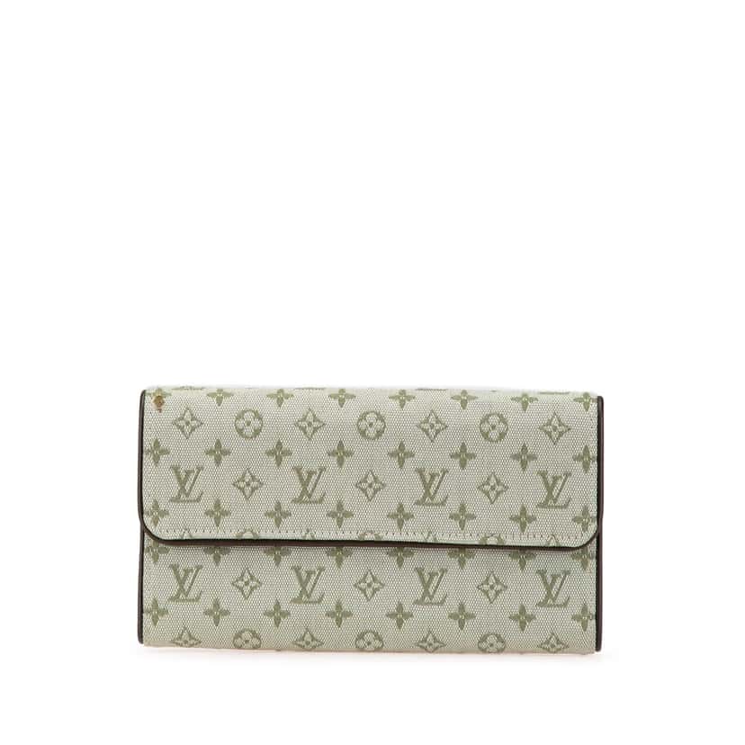 Louis Vuitton Monogram Mini Lin Porte Tresor International Grey Canvas Good condition - Front View
