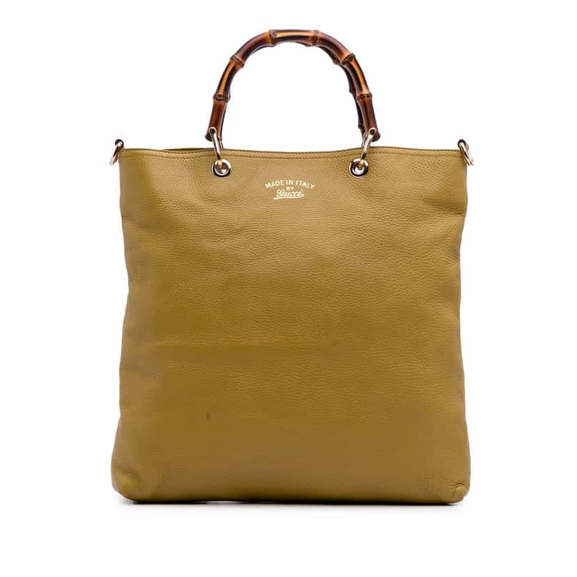 Gucci Tall Leather Bamboo Shopper Tote Yellow Leather Good condition - Front View