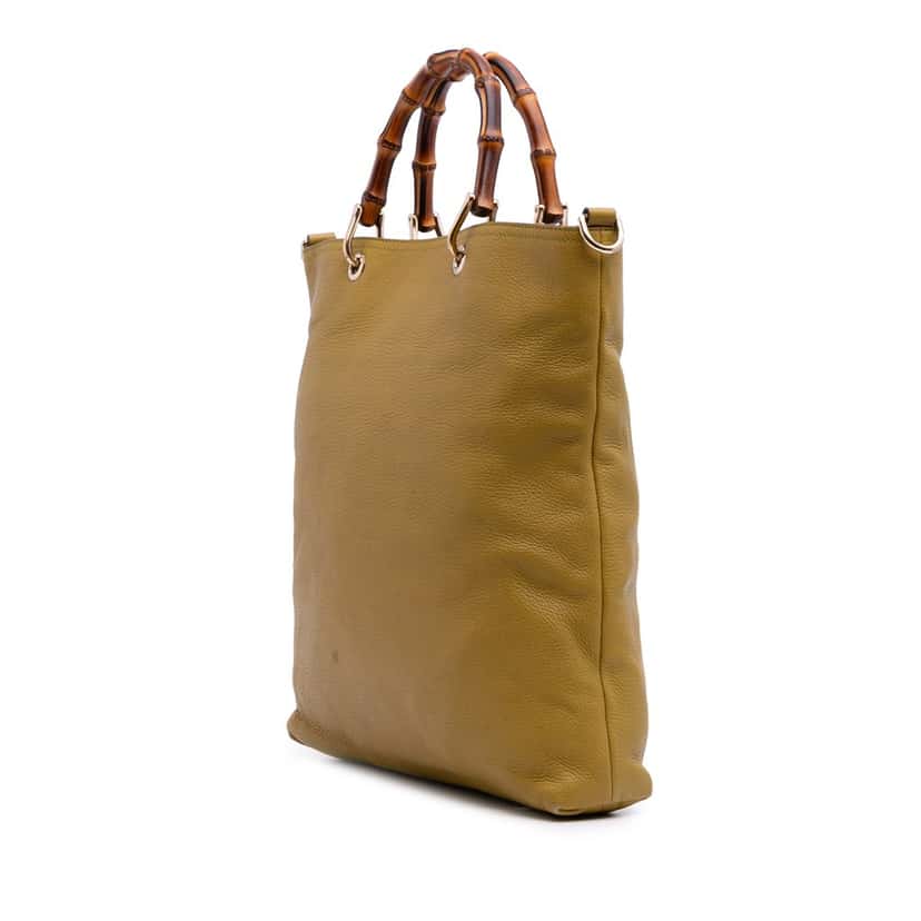 Gucci Tall Leather Bamboo Shopper Tote Yellow Leather Good condition - Back View