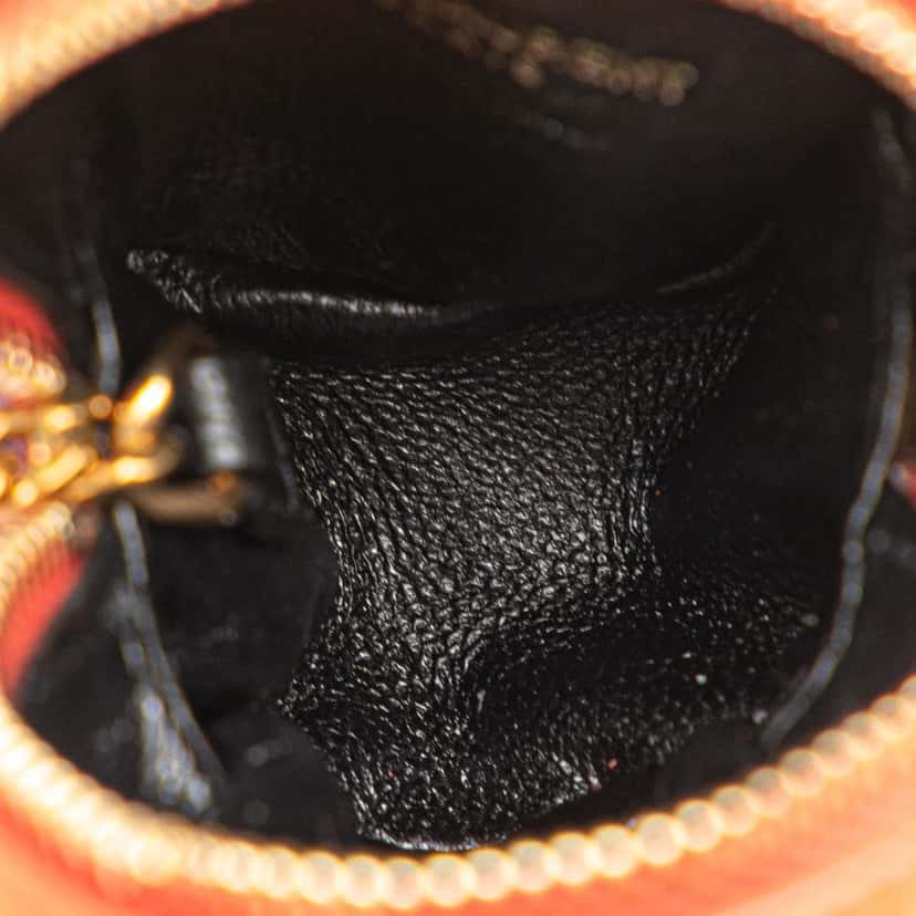 Saint Laurent Suede and Calfskin Jamie Cube Charm Coin Pouch Orange Leather Good condition - Model View