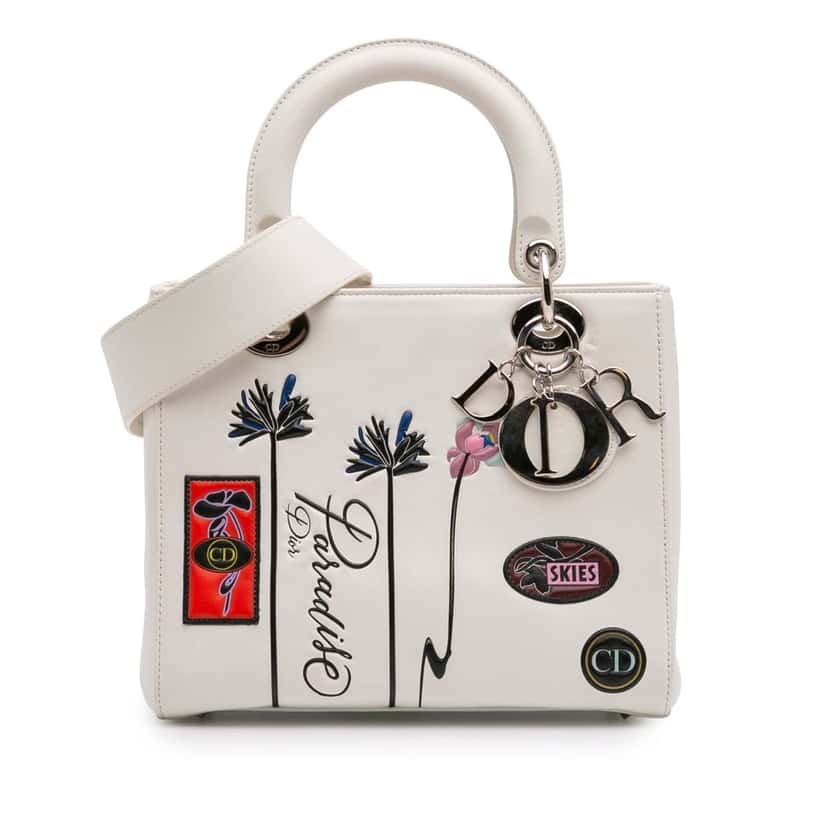 Dior Medium Lambskin Paradise Lady Dior White Leather Good condition - Front View