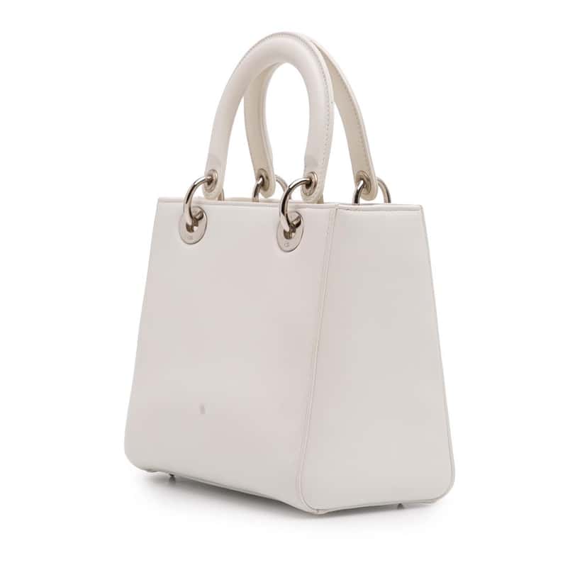 Dior Medium Lambskin Paradise Lady Dior White Leather Good condition - Back View