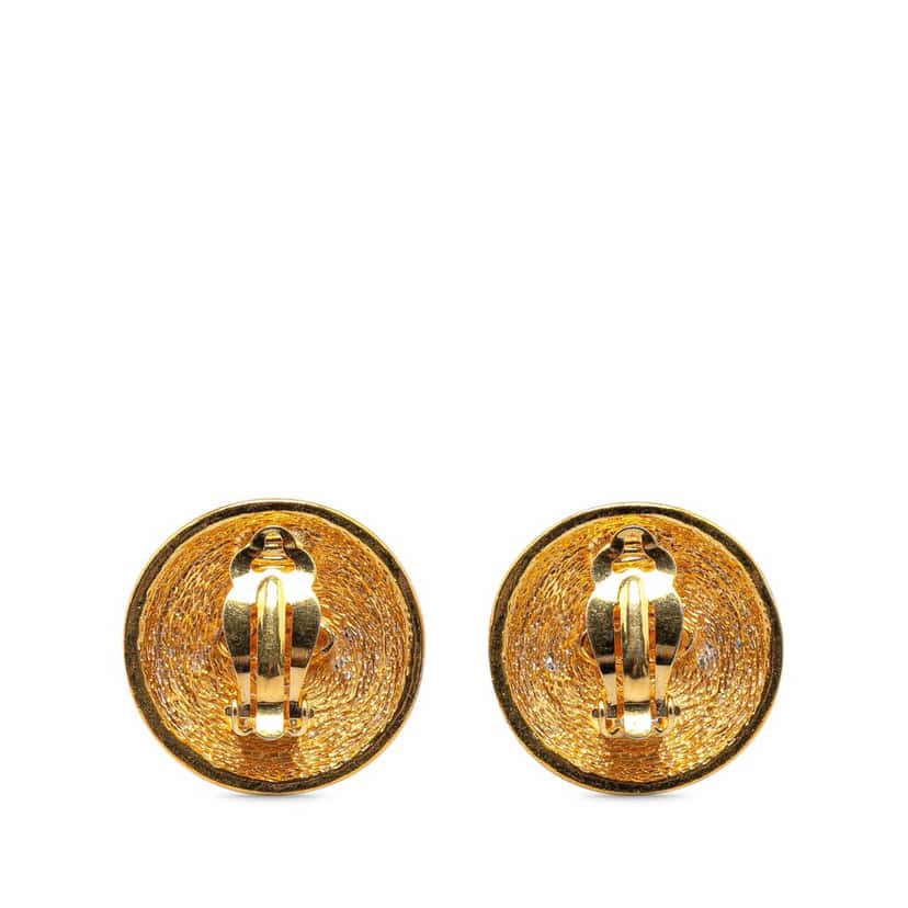 Chanel Gold Plated CC Quilted Clip On Earrings Gold Metal Good condition - Back View