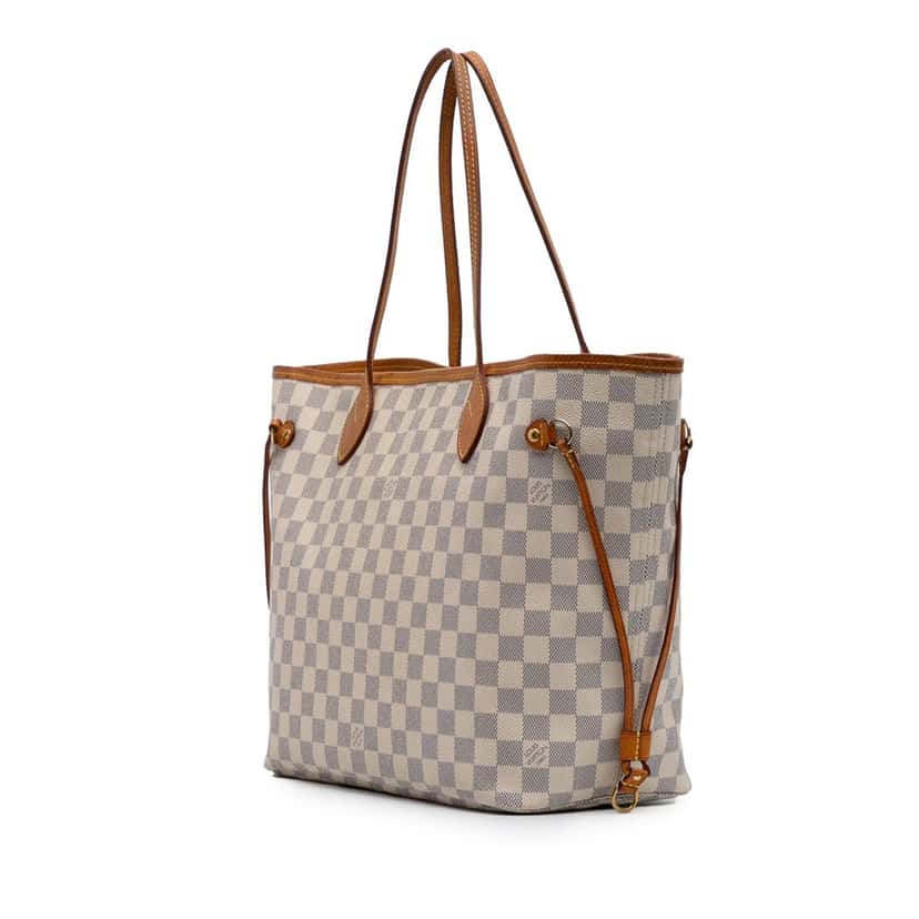 Louis Vuitton Damier Azur Neverfull MM White Canvas Good condition - Back View