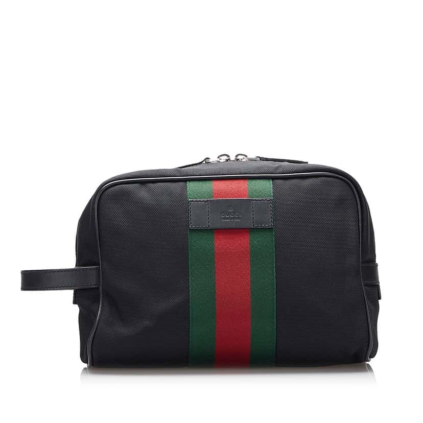 Gucci Techno Web Canvas Clutch Black Canvas Good condition - Front View