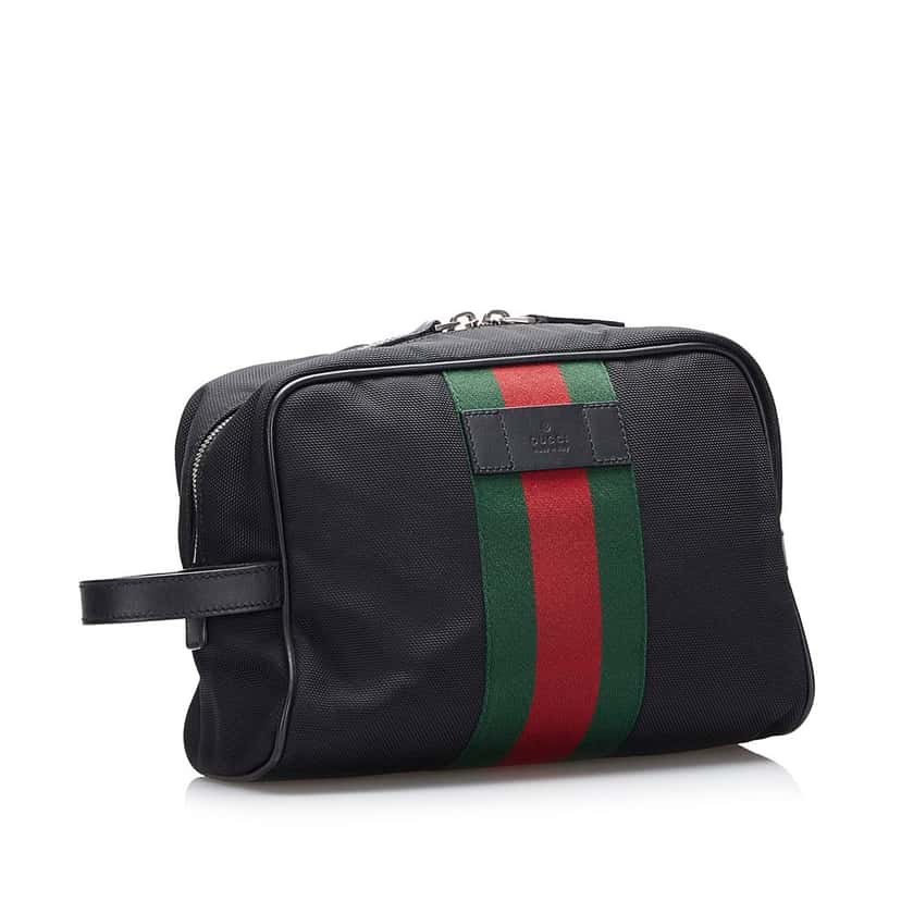 Gucci Techno Web Canvas Clutch Black Canvas Good condition - Back View
