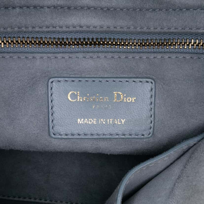 Dior Small Lambskin Cannage Studded Supple Lady Dior Grey Leather Good condition - Box View