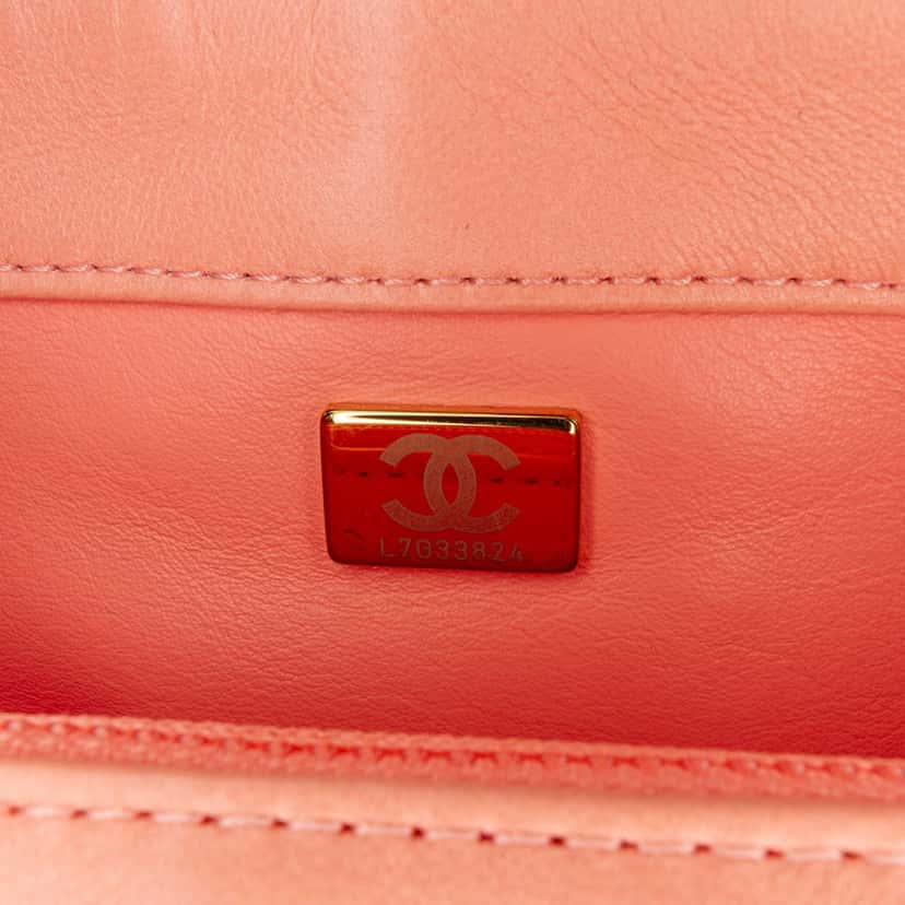 Chanel Small Lambskin Color Match Flap Pink Leather Very good condition - Box View