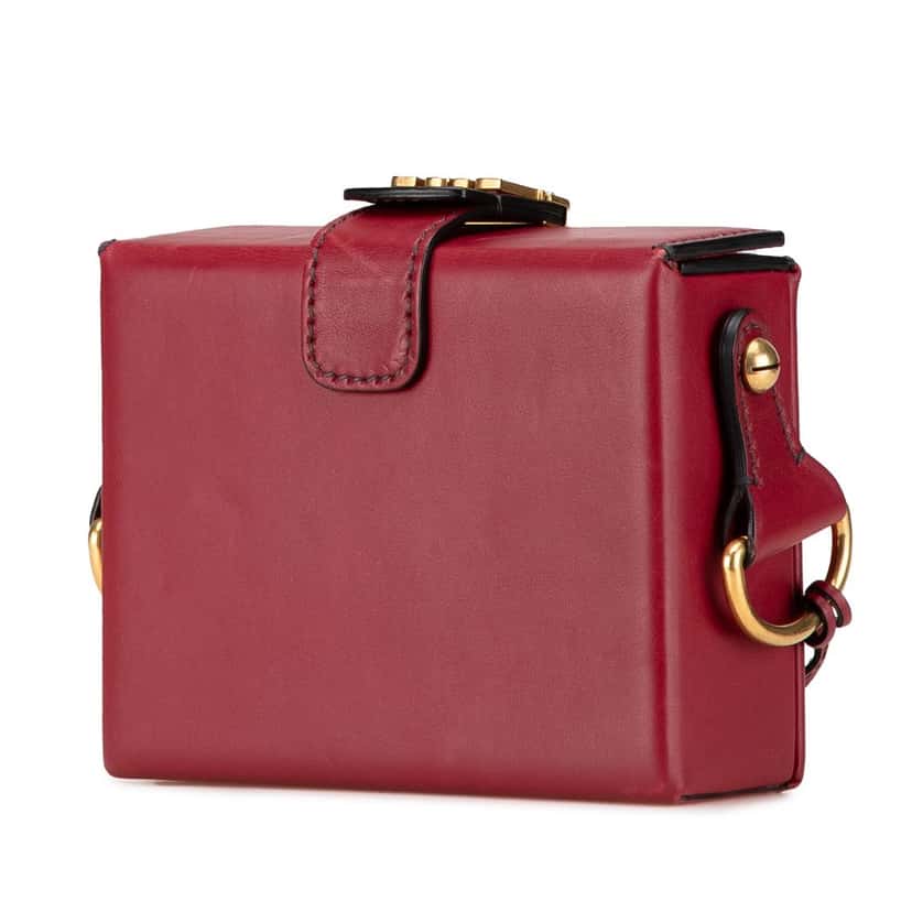 Dior Lambskin Dioraddict Lockbox Crossbody Red Leather Good condition - Back View