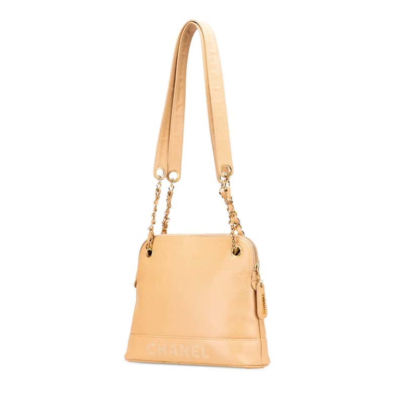 Chanel Caviar Logo Chain Shoulder Bag Yellow Leather Good condition - Back View