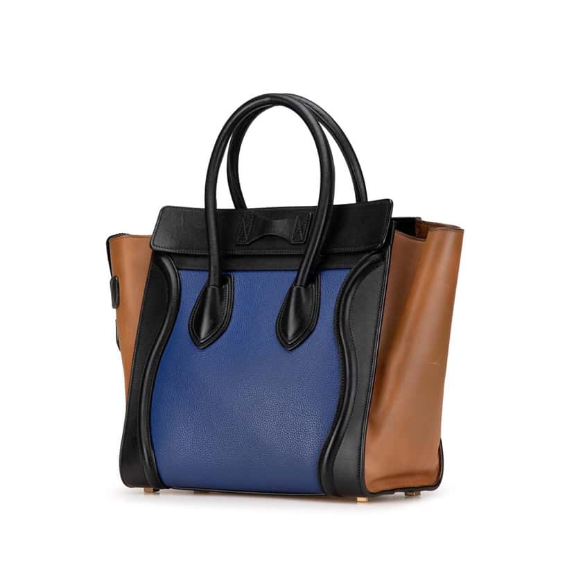 Celine Micro Tricolor Leather Luggage Tote Blue Leather Good condition - Back View