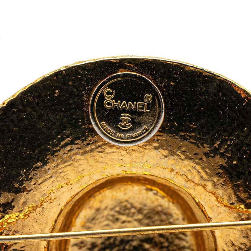 Chanel Gold Plated Straw Hat Brooch Gold Metal Good condition - Inside View