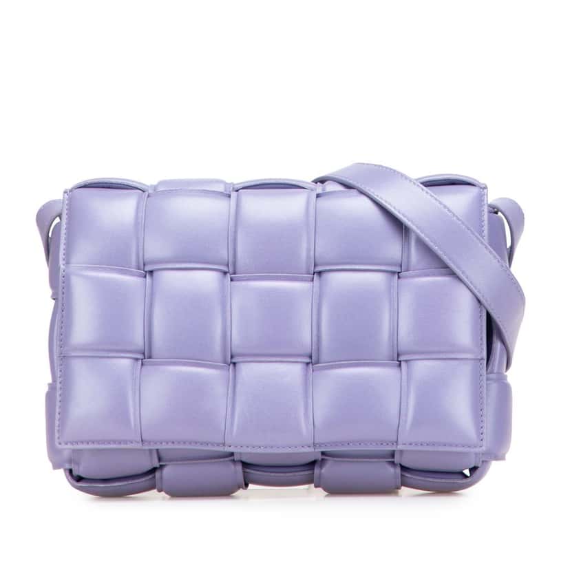 Bottega Veneta Nappa Intrecciato Padded Cassette Crossbody Purple Leather Good condition - Front View
