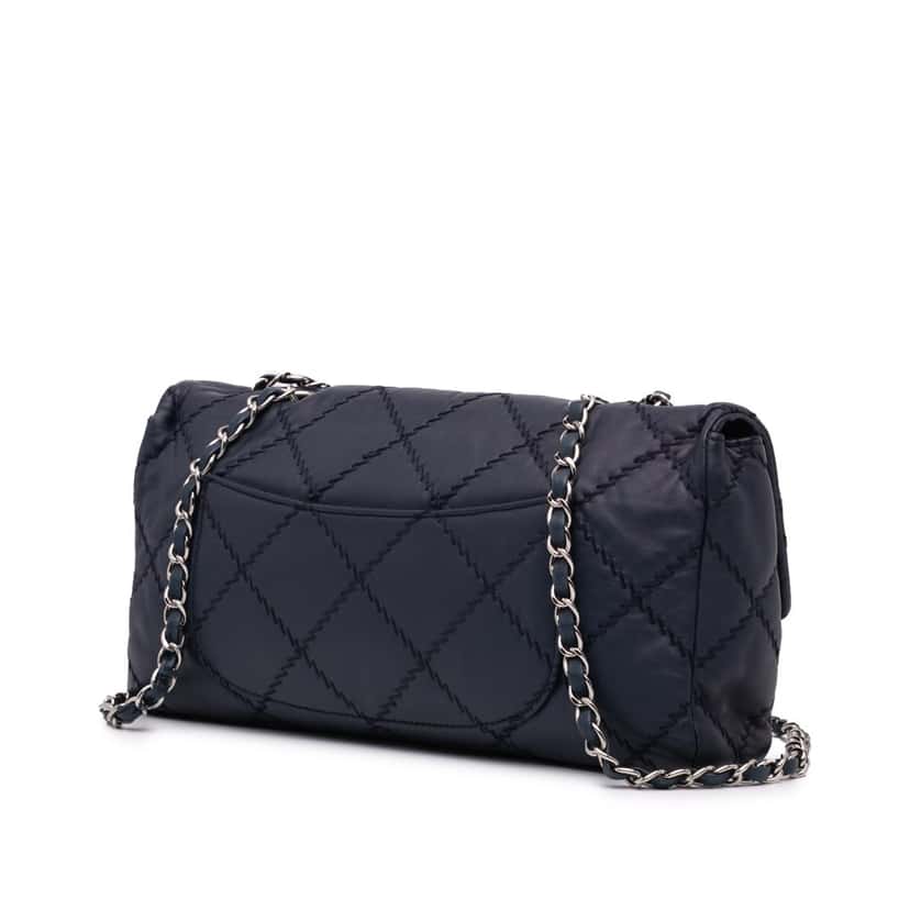 Chanel Quilted Lambskin Ultimate Stitch Flap Blue Leather Good condition - Back View