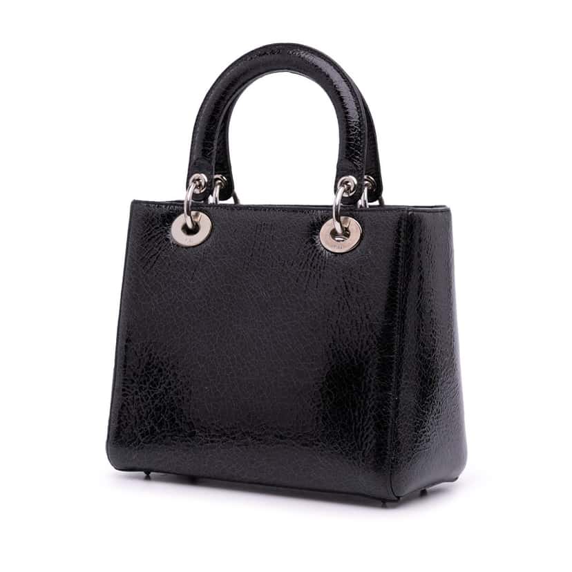 Dior Medium Ceramic Effect Deerskin Jeweled Swan Lady Dior Black Leather Good condition - Back View