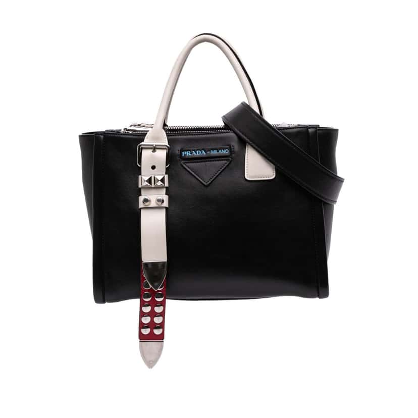 Prada Bicolor Grace Lux Concept Top Handle Bag Black Leather Good condition - Front View