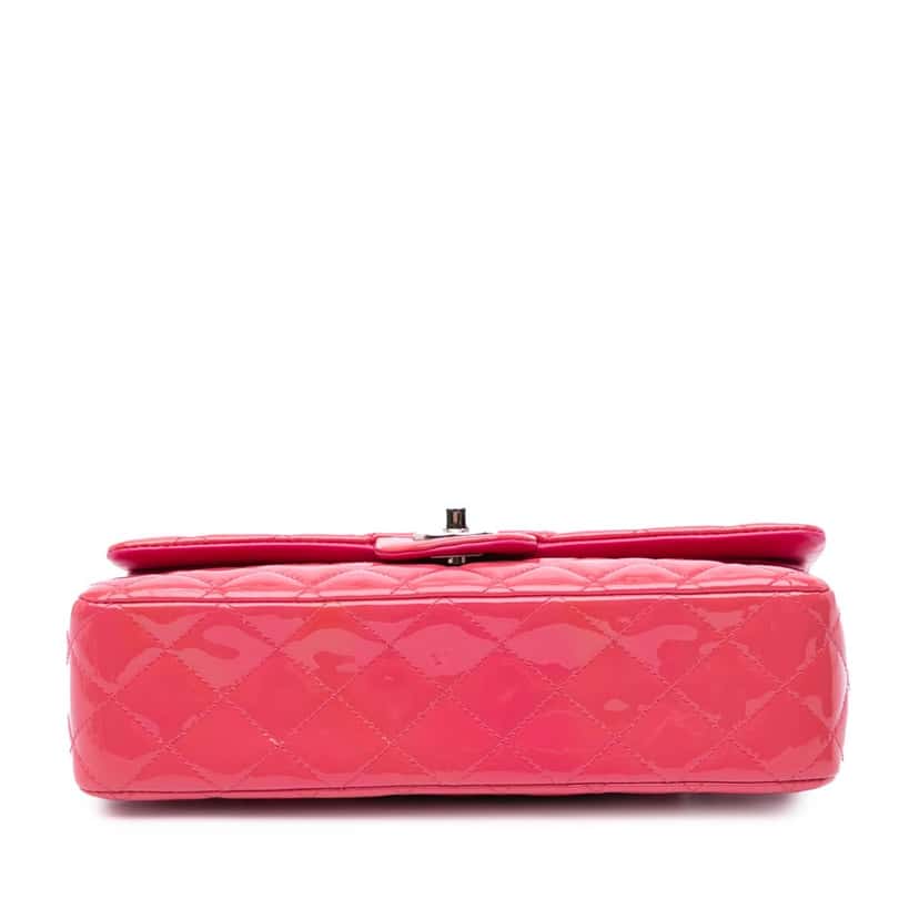 Chanel Medium Classic Patent Double Flap Pink Leather Good condition - Inside View