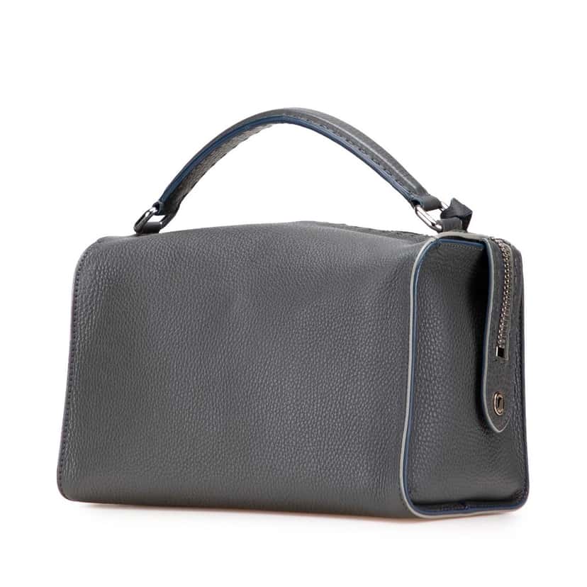 Fendi Leather Selleria Lei Satchel Grey Leather Good condition - Back View