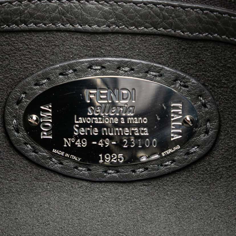 Fendi Leather Selleria Lei Satchel Grey Leather Good condition - Box View