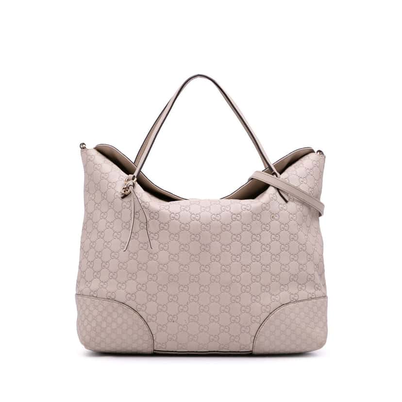 Gucci Large Guccissima Bree Fold Over Tote White Leather Good condition - Front View