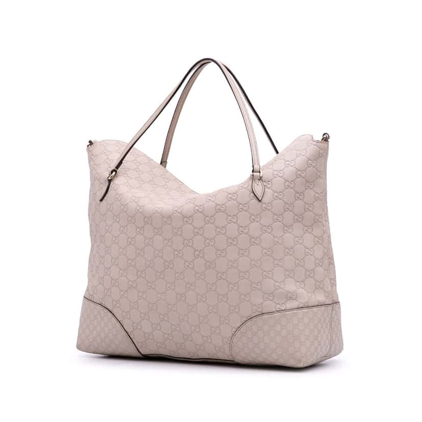 Gucci Large Guccissima Bree Fold Over Tote White Leather Good condition - Back View