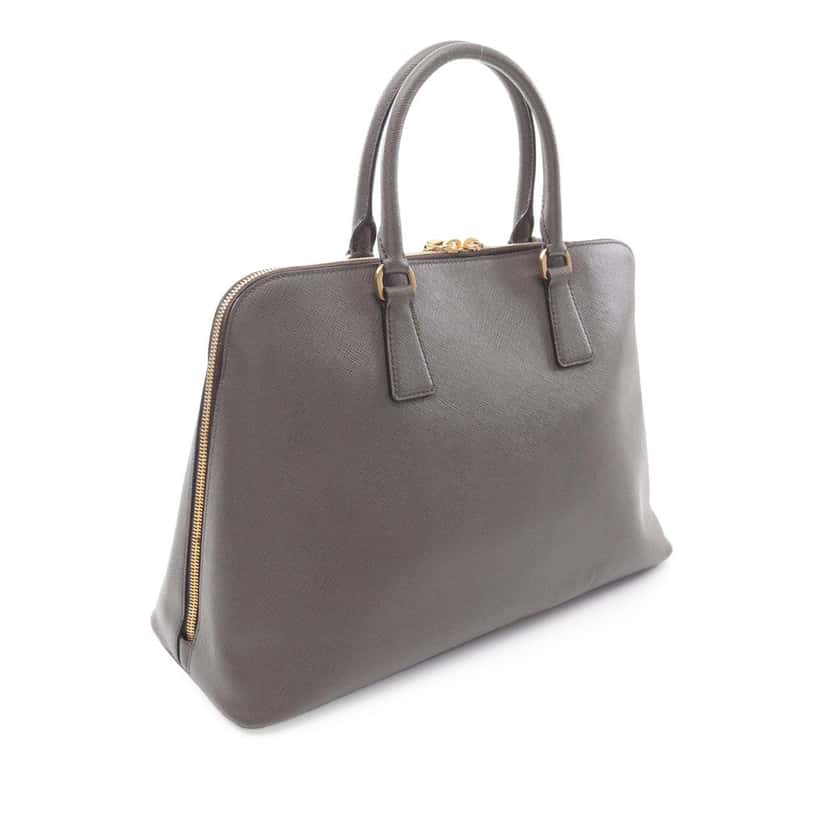 Prada Large Saffiano Lux Promenade Satchel Brown Leather Good condition - Back View
