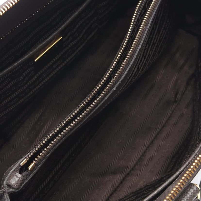 Prada Large Saffiano Lux Promenade Satchel Brown Leather Good condition - Inside View