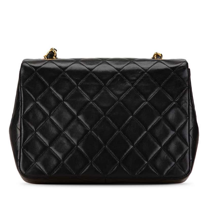 Chanel Mini Square Classic Lambskin Single Flap Black Leather Fair condition - Inside View