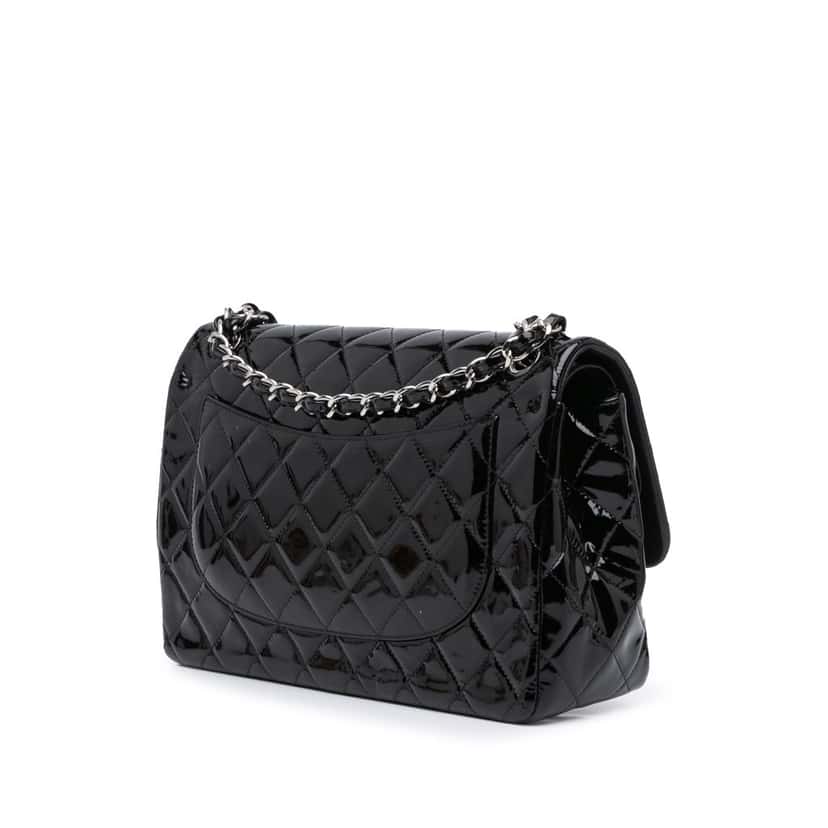 Chanel Jumbo Classic Patent Double Flap Black Leather Good condition - Back View