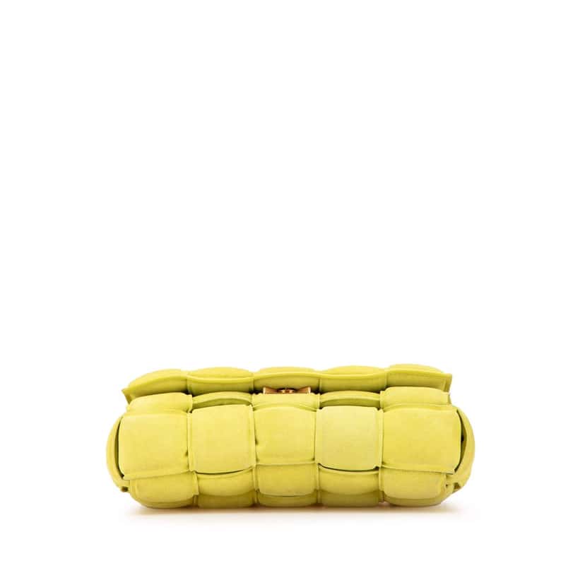 Bottega Veneta Suede Intrecciato Padded Chain Cassette Satchel Yellow Leather Good condition - Inside View