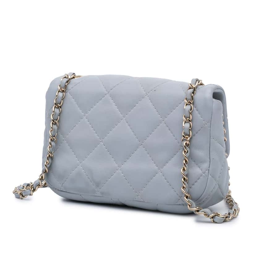 Chanel Mini Calfskin Chain Around Flap Grey Leather Good condition - Back View
