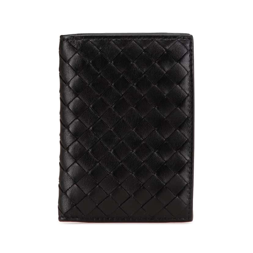 Bottega Veneta Nappa Intrecciato Bifold Card Case Black Leather Good condition - Front View