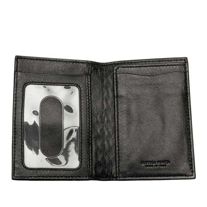 Bottega Veneta Nappa Intrecciato Bifold Card Case Black Leather Good condition - Model View