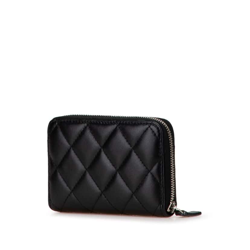 Chanel Quilted Lambskin CC Crystal Coin Pouch Black Leather Good condition - Back View