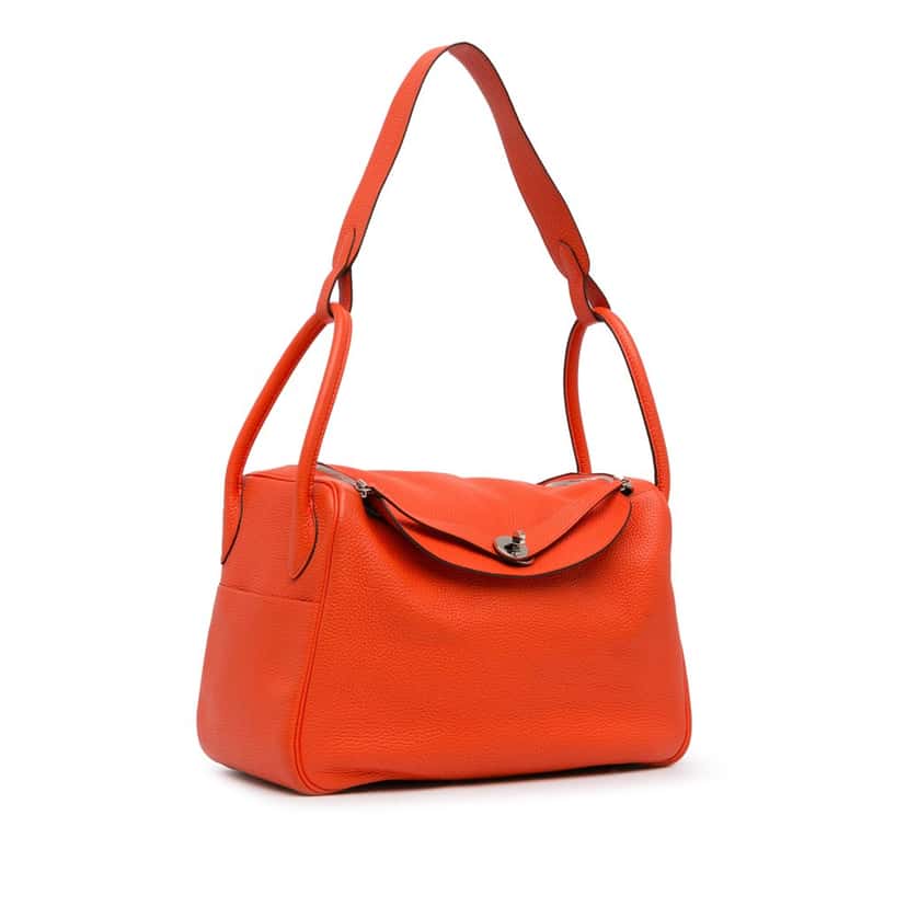 Hermès Clemence Lindy 34 Orange Leather Good condition - Back View
