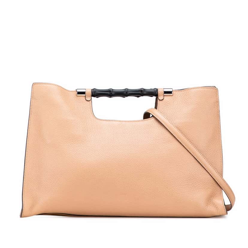 Gucci Medium Calfskin Bamboo Daily Shopper Satchel Brown Leather Good condition - Front View